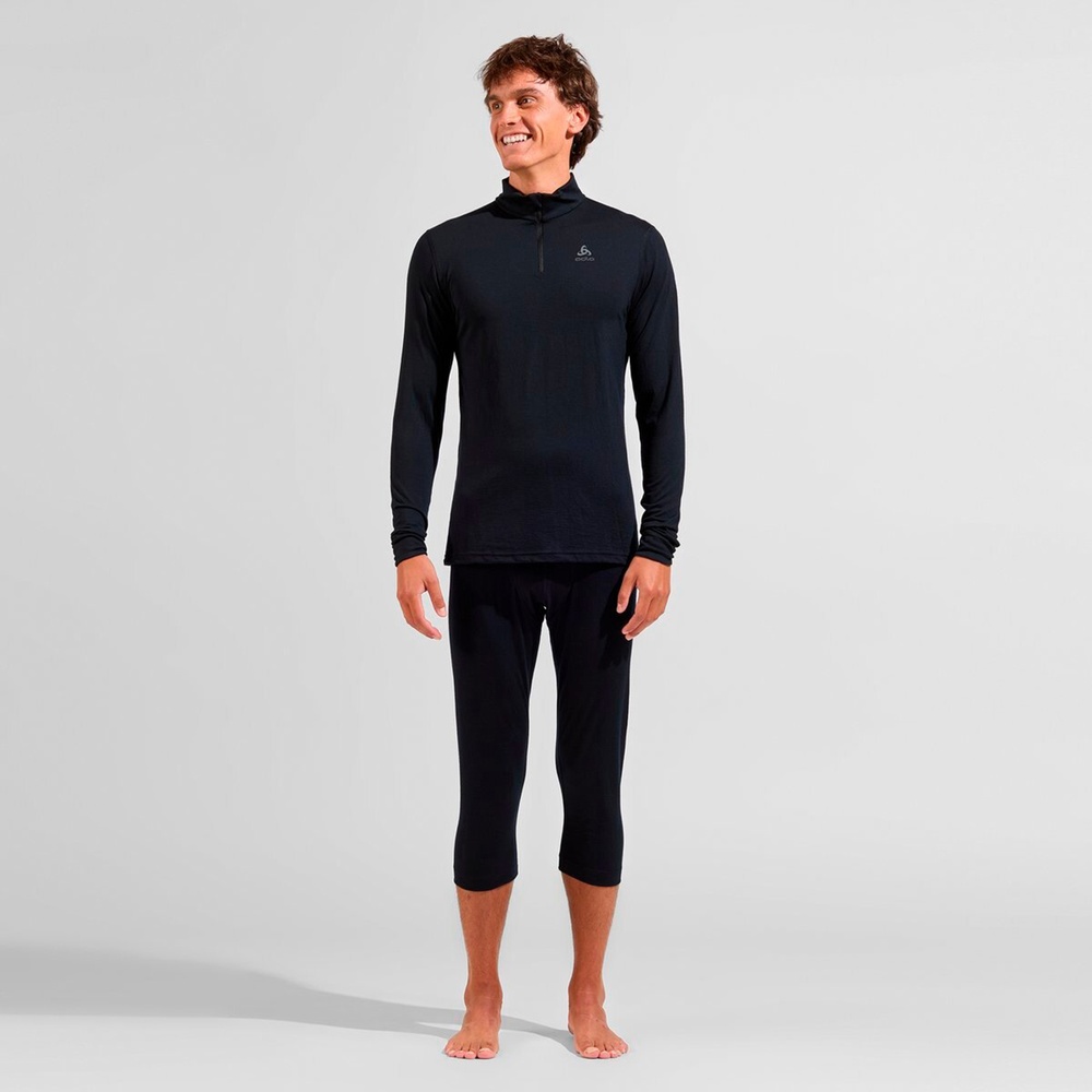 OdloBlTopTurtleNeckLSHalf-ZipMerino2111502Black-L
