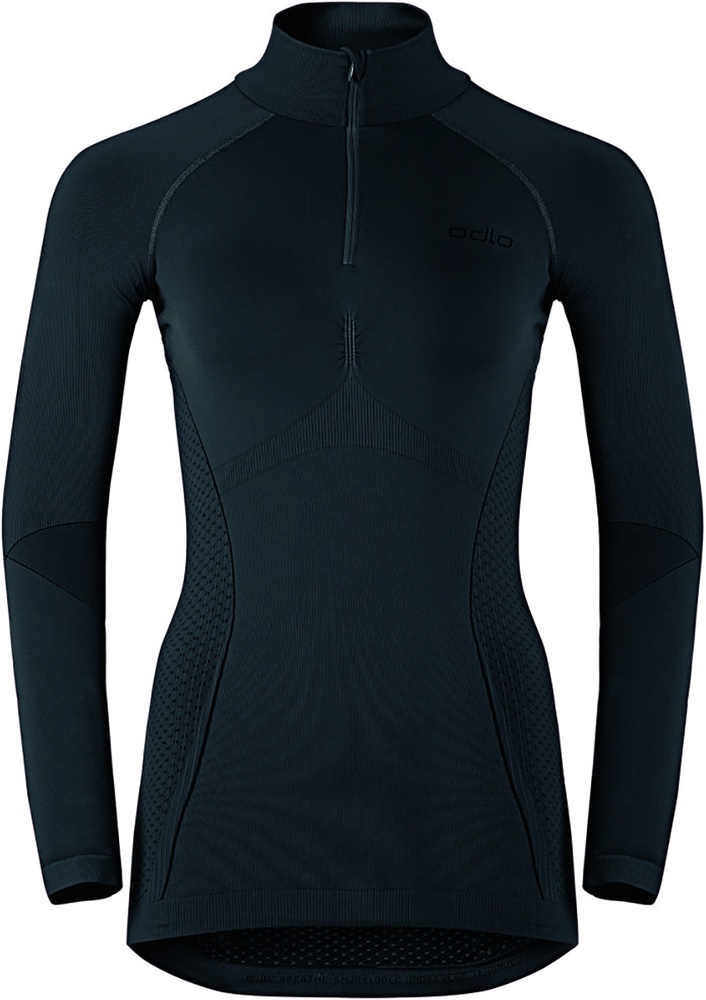 OdloDamenShirtLong-SleeveTurtleNeck12ZipEvolution183191BlackOdloGraphiteGrey-XL