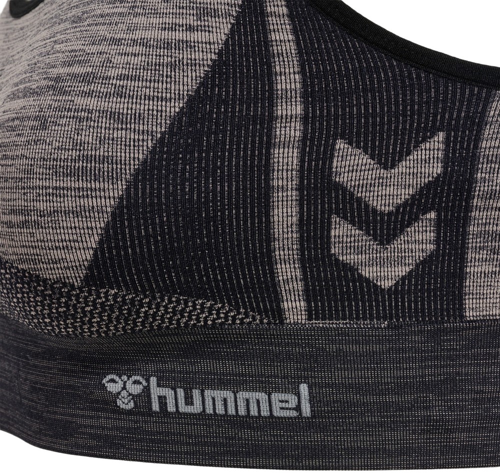 HummelDamenSportTopHmlcleaSeamlessSportsTopChateauGrayBlackMelange-L
