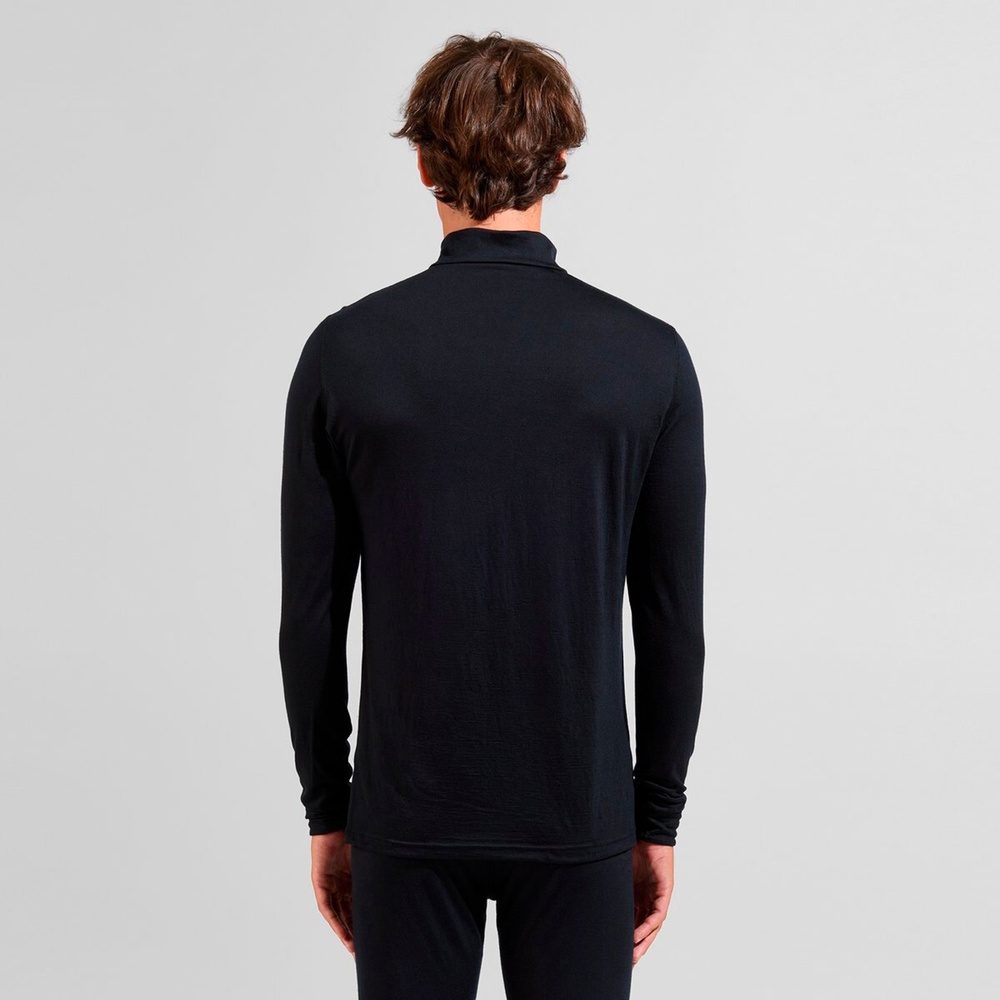 OdloBlTopTurtleNeckLSHalf-ZipMerino2111502Black-L